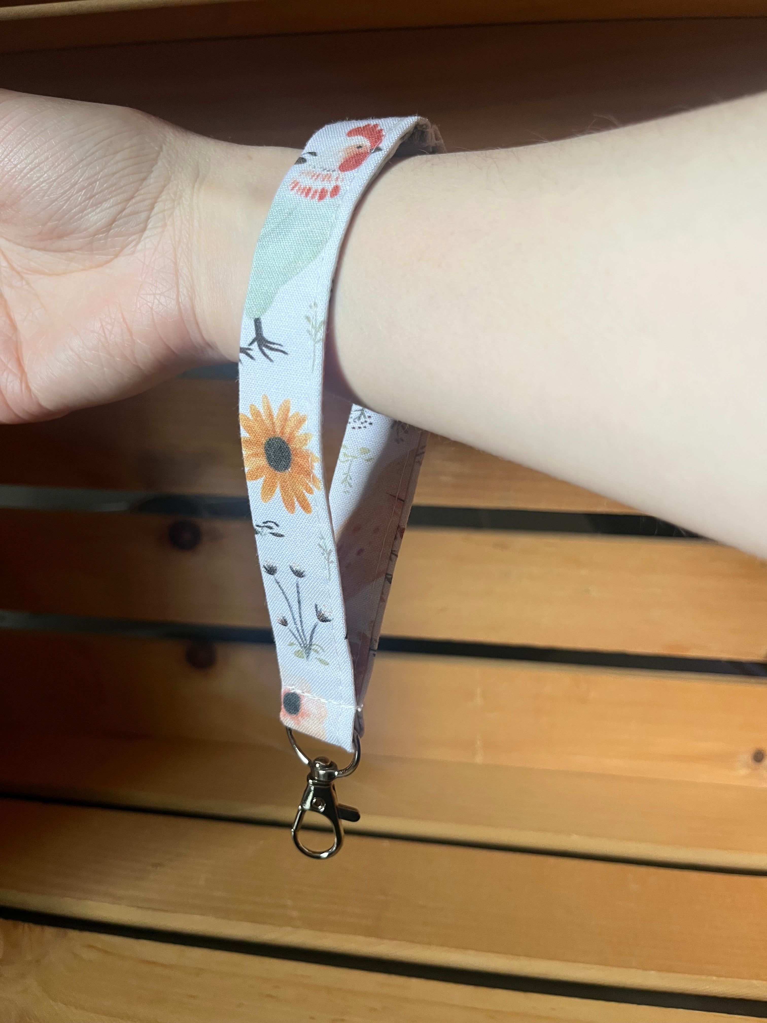 Floral Chickens Key Wristlet